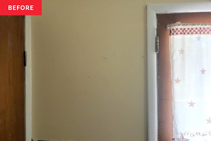 Kitchen wall before installing shelves.