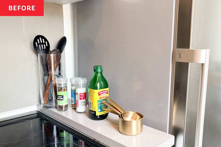 Side of fridge before adding magnetic storage.