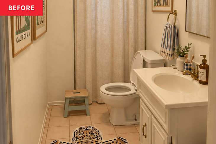 Bathroom before adding coat rack storage.
