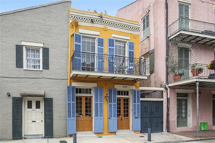 Yellow and blue New Orleans townhouse.