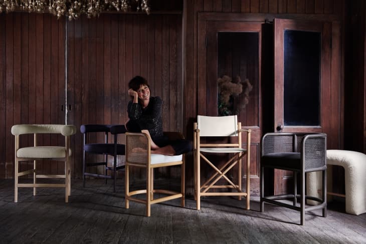 Leanne Ford with chairs from her Spring/Summer 2022 Crate &amp; Barrel collection