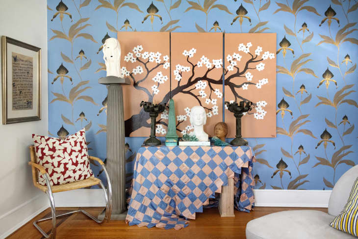Wallpapered vignette in Virginia Chamlee's book Big Thrift Energy