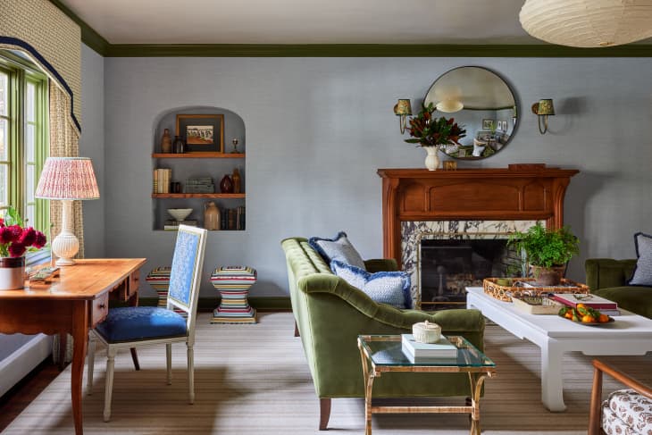 Blue and green living room.