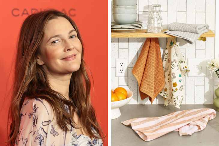Drew Barrymore and Beautiful kitchen towels.
