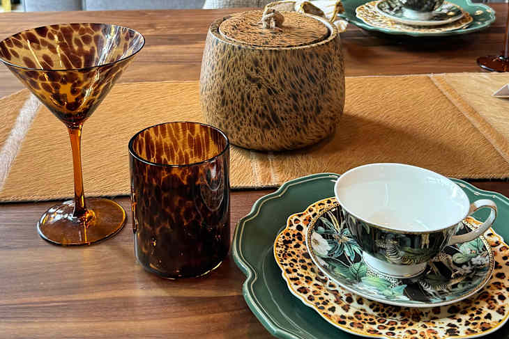 Animal print tabletop decor.