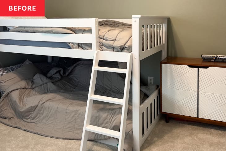 Bunk bed in child's room before renovation.