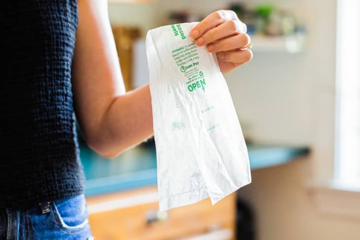 Use Plastic Produce Bag as Trash Can Liner