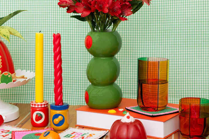 collection of colorful ban.do products, including a ceramic vase