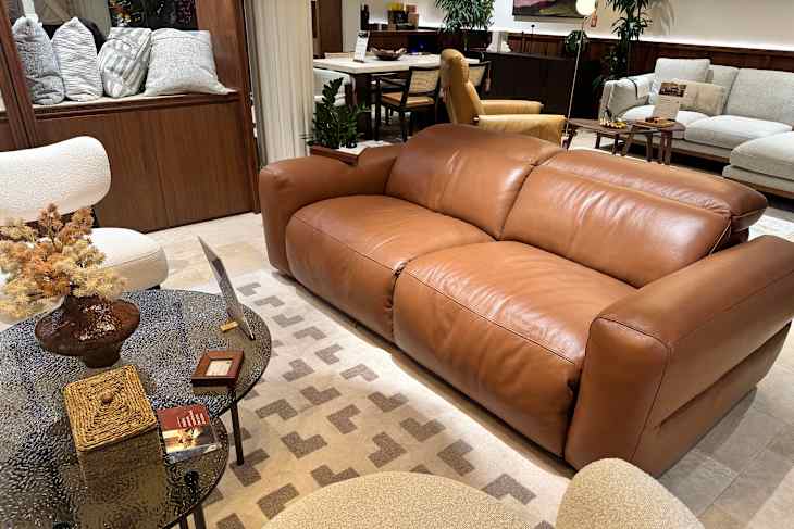 Jaron Leather Recliner Sofa in Castlery store