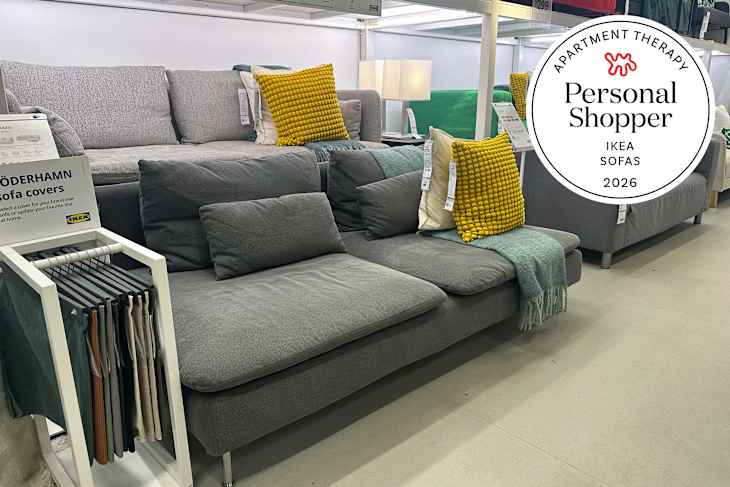 Sofas on display at the IKEA store with personal shopper seal