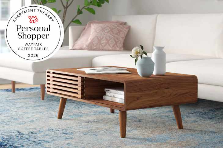 Bria Coffee Table by Mercury Row with 2025 Personal Shopper seal in upper left corner.
