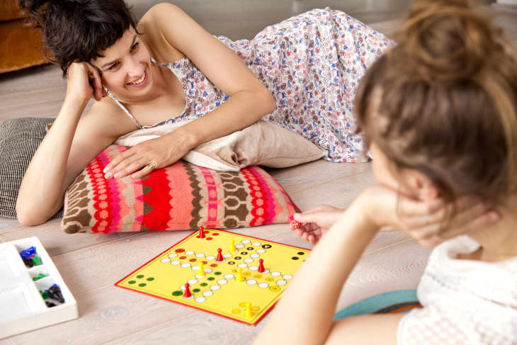 Women playing a board game