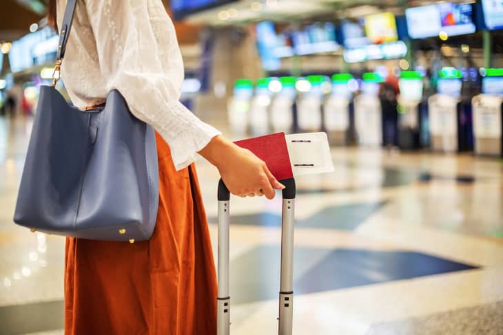 Woman checking in at airport