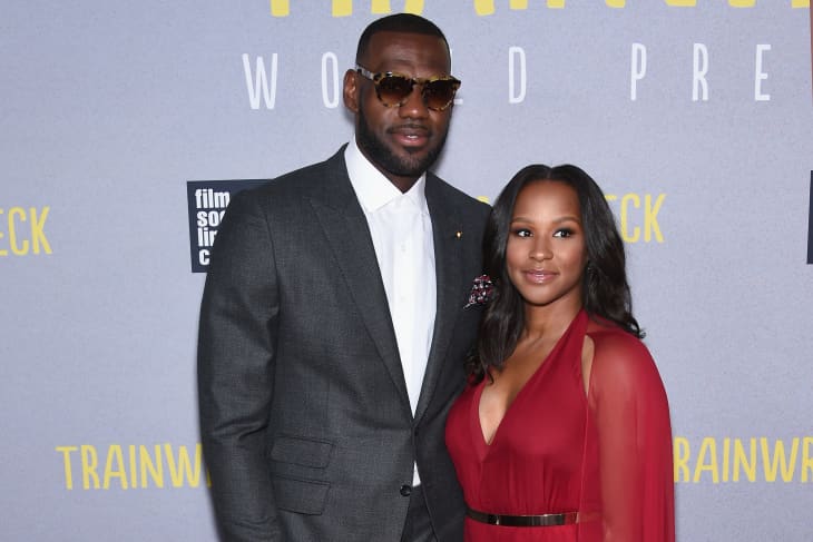 NBA player LeBron James and wife Savannah Brinson attend the "Trainwreck" New York Premiere at Alice Tully Hall on July 14, 2015 in New York City.