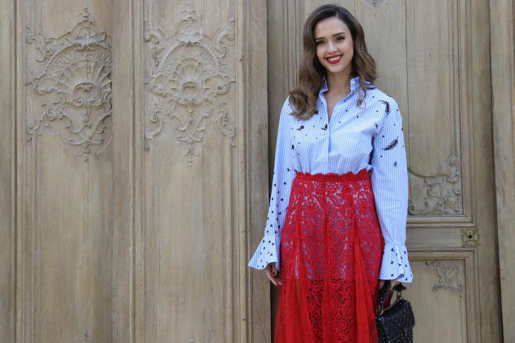 Actress Jessica Alba attends the Valentino show as part of the Paris Fashion Week Womenswear Spring/Summer 2017 on October 2, 2016 in Paris, France.
