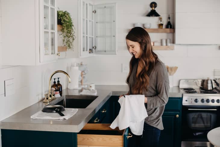 Happy Woman Cleaning.