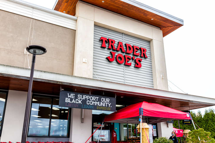 Trader Joe's grocery store in Virginia with sign for we support our black community