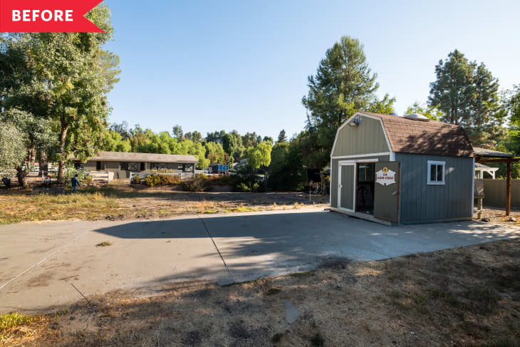 Before: Shed on concrete slap in yard