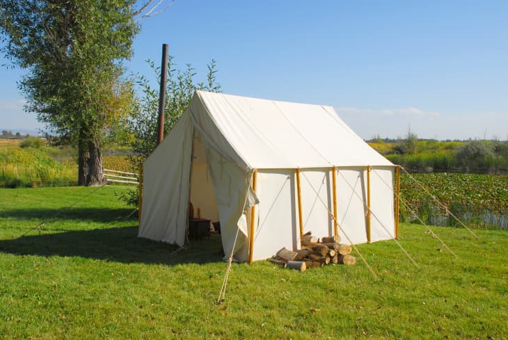 A look inside our canvas wall tent. Surprisingly it doesn't take