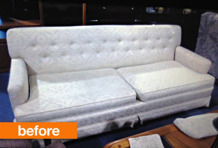 Before & After: A Frumpy to Fabulous Reupholstered Couch Tranformation ...