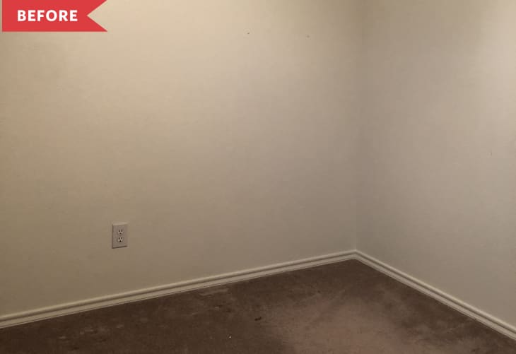 Before: empty bedroom with blank beige walls