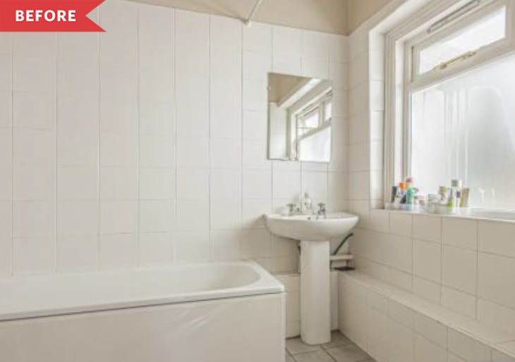 Before: All-white bathroom