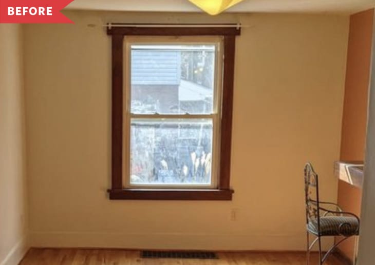 Before: Blank wall with window in center