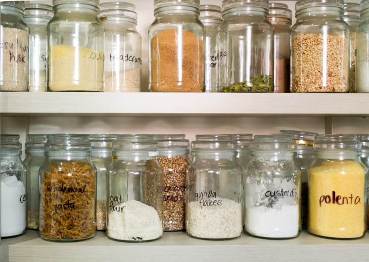 Organize Your Pantry with Glass Jars and Contact Paper (plus free