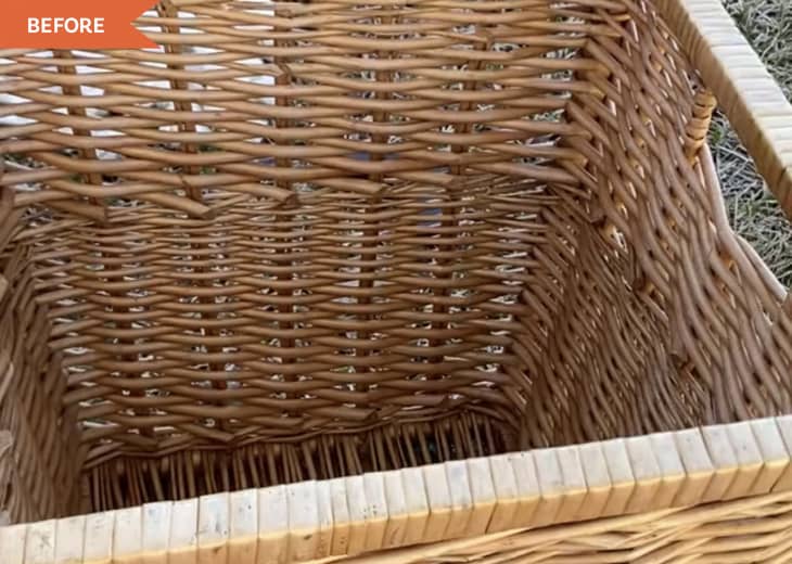Before: Square-shaped wicker basket