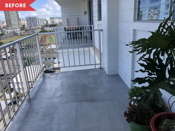 Before: Empty balcony with some plants