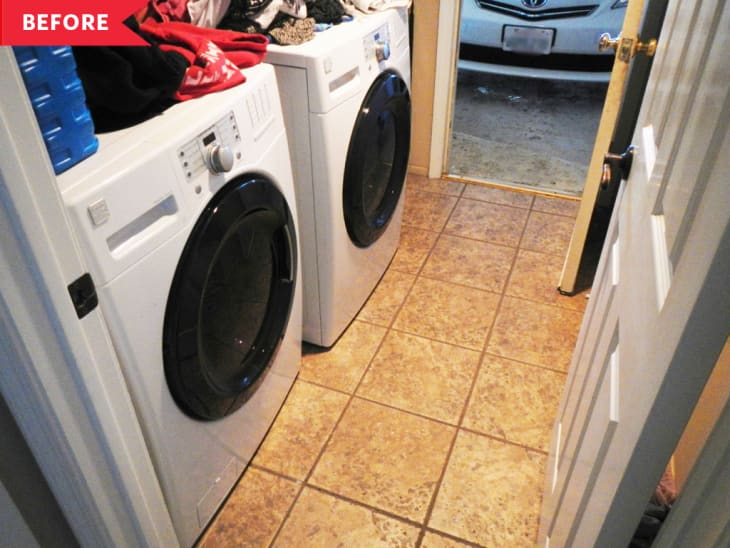 Before: Laundry room attached to garage