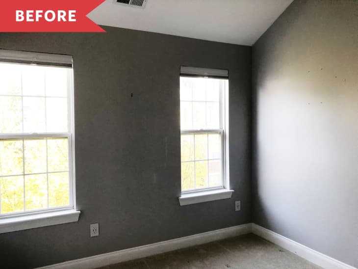 Before: gray room with beige carpet