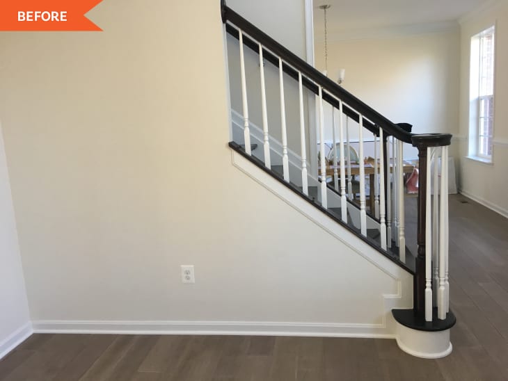 Before: Blank wall by stairs