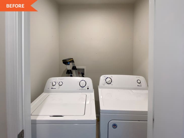 Before: an empty laundry room with only two machines