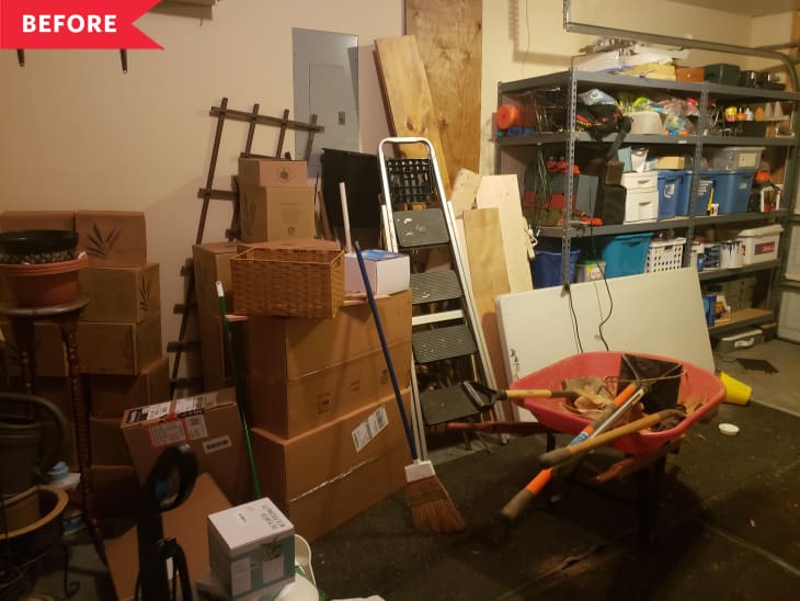 Before: Messy garage