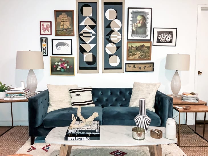 World market outlet blue velvet chair