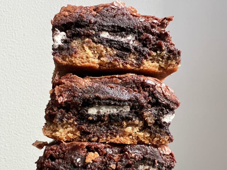 Slutty Brownies stacked.