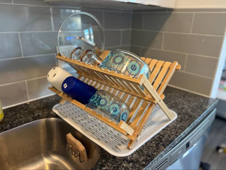 Bamboo dish rack with drain tray 2025