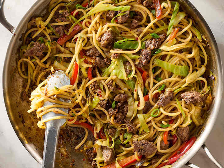 Sweet & Spicy Ground Beef and Cabbage Noodles Recipe | The Kitchn