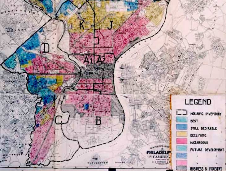 Home Owners' Loan Corporation Philadelphia redlining map