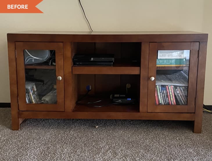 100 Media Cabinet Redo with Black Paint Before and After Photos