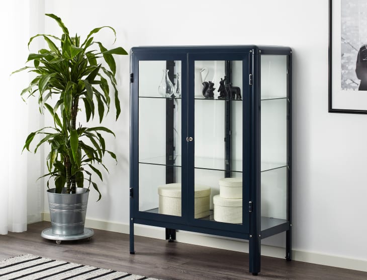 Small storage cabinet with glass doors on sale