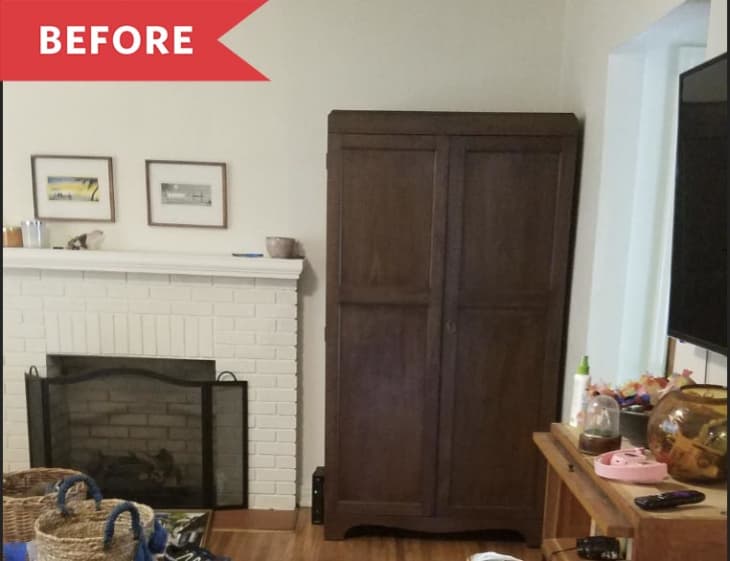 Wood wardrobe before renovation