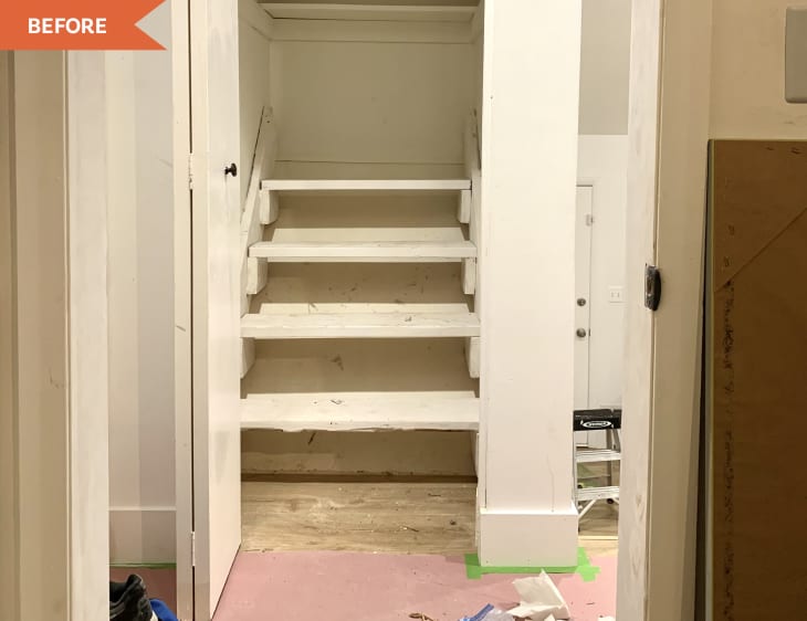 View of interior of closet with shelves inside