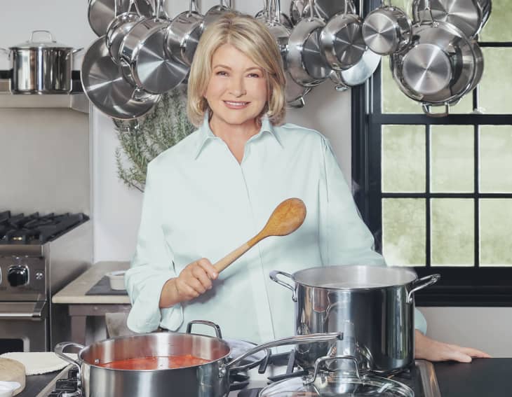 Martha Stewart cooking in the kitchen