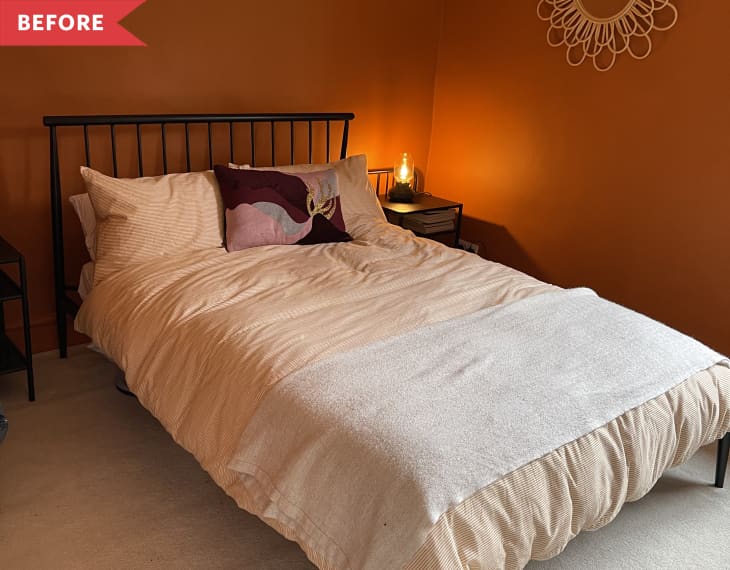 Before: Bedroom with orange walls