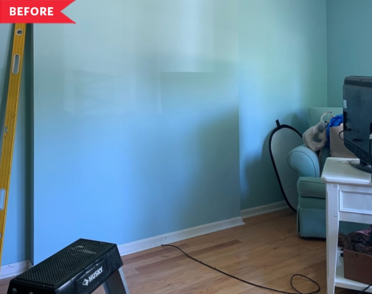 Before: Living room with sky blue walls