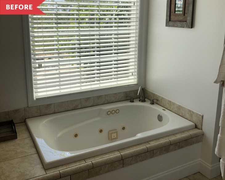 Before: 2010 builder's bathtub beneath window