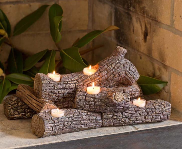 Southern enterprises resin tealight fireplace log candle holder cheap