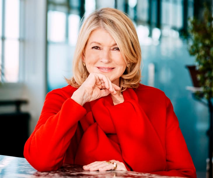 Lifestyle headshot of Martha Stewart dressed in red